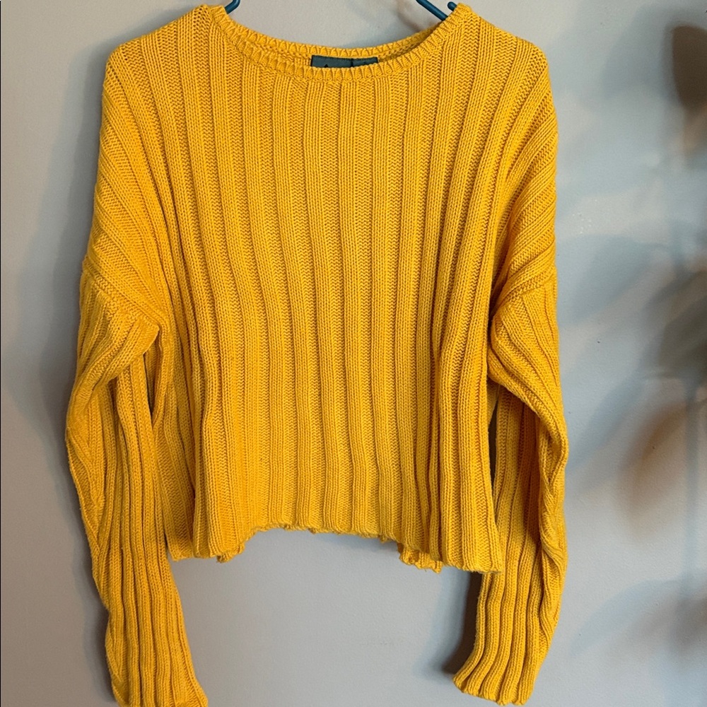 Vintage Yellow Ribbed Knit Sweater